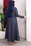 Denim Ceketli Kemerli Sıfır Kol Elbise Takım