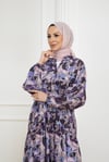 Desenli Modal Elbise - Lila