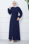 Gizli Patlı Kuşaklı Ferace Lacivert HM2361