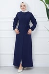 Gizli Patlı Kuşaklı Ferace Lacivert HM2361
