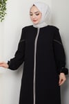 Kolları Nakışlı Ferace Siyah HM2721