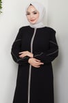 Kolları Nakışlı Ferace Siyah HM2721