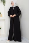 Kolları Nakışlı Ferace Siyah HM2721