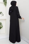 Nakışlı Ribanalı Ferace Siyah HM2857
