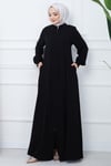 Parçalı Battal Beden Mevlana Ferace Siyah HM02362