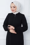 Parçalı Battal Beden Mevlana Ferace Siyah HM02362