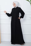 Parçalı Battal Beden Mevlana Ferace Siyah HM02362