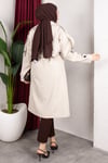 Trençkot Kemerli Apolet Detaylı Astarsız Trençkot Tesettür Trençkot (110cm) - Taş