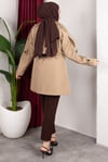 Trençkot Kemerli Apolet Detaylı Astarsız Trençkot Tesettür Trençkot (85cm) - Vizon
