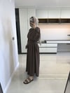 BOL PANTOLONLU KETEN TAKIM / KAHVERENGİ 