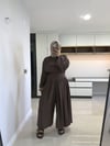 BOL PANTOLONLU KETEN TAKIM / KAHVERENGİ 