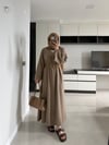 LİHEL KETEN ELBİSE / KAHVE