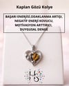 Kaplan Gözü Taşlı Kalpli Kolye