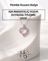 Pembe Kuvars Doğal Taş Kalp Kolye