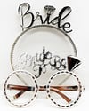 Bride Yazılı Taç ve Bride To Be Yazılı Gözlük Seti - Gümüş Renk