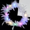 Led Işıklı Rengarenk Yanan 3 Fonksiyonlu Otrişli Parti Tacı Beyaz Renk 12x12 cm