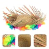 Naturel Renk Püsküllü Örme Hasır Hawaii Luau Aloha Şapka 13x36 cm