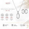 Servi 925 Ayar Gümüş Baget Taşlı Minimal Oval Kolye ve Küpe Seti
