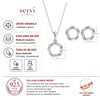 Servi 925 Ayar Gümüş Beşgen Baget Taşlı Kolye ve Küpe Set  