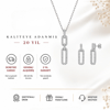 Servi 925 Ayar Gümüş Chain Glow Işıltılı Ataç Kolye ve Küpe Set