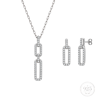 Servi 925 Ayar Gümüş Chain Glow Işıltılı Ataç Kolye ve Küpe Set