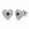 Servi 925 Ayar Gümüş Emerald Love Zümrüt Rengi Taşlı Kalp Küpe