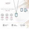 Servi 925 Ayar Gümüş Maris Açık Mavi Baget Taşlı Kolye ve Küpe Set  