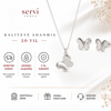 Servi 925 Ayar Gümüş Minimal Kelebek Kolye ve Küpe Seti