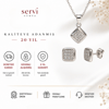 Servi 925 Ayar Gümüş Modern Kare Zirkon Taşlı Kolye ve Küpe Set