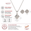 Servi 925 Ayar Gümüş Modern Kare Zirkon Taşlı Kolye ve Küpe Set