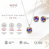 Servi 925 Ayar Gümüş Multicolor Kristal Taşlı Gökkuşağı Kolye Küpe Set