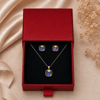 Servi 925 Ayar Gümüş Multicolor Kristal Taşlı Gökkuşağı Kolye Küpe Set