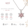 Servi 925 Ayar Gümüş Pembe Zirkon Taşlı Minimal Lotus Çiçeği Kolye