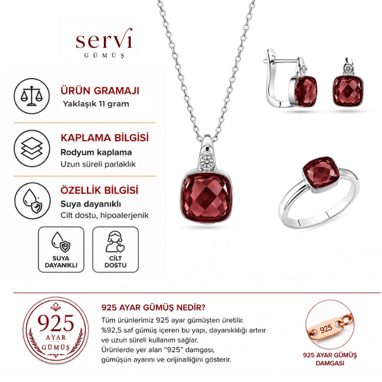 Servi 925 Ayar Gümüş Pomelita Set