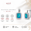 Servi 925 Ayar Gümüş Zirkon Çerçeveli Opal Küpe