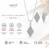 Servi 925 Ayar Gümüş Zirkon Taşlı Geometrik Baklava Formlu Kolye ve Küpe Seti