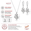 Servi 925 Ayar Gümüş Zirkon Taşlı Kıvrımlı Yaprak Kolye ve Küpe Seti