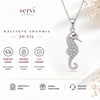Servi 925 Ayar Gümüş Zirkon Taşlı Pembe Taş Detaylı Denizatı Kolye