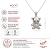 Servi 925 Ayar Gümüş Zirkon Taşlı Teddy Bear Ayıcık Kolye