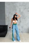 BAGGY PANTOLON 3 İPLİK VE KOT KARIŞIMLI YANLARDAN ŞERİTLİ BELİ LASTİKLİ