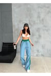 BAGGY PANTOLON 3 İPLİK VE KOT KARIŞIMLI YANLARDAN ŞERİTLİ BELİ LASTİKLİ
