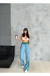 BAGGY PANTOLON 3 İPLİK VE KOT KARIŞIMLI YANLARDAN ŞERİTLİ BELİ LASTİKLİ