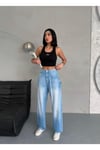 BALOON FİT DİKİŞ DETAYLI BALTA CEPLİ AÇIK İNDİGO JEAN