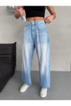 BALOON FİT DİKİŞ DETAYLI BALTA CEPLİ AÇIK İNDİGO JEAN