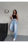 BALOON FİT DİKİŞ DETAYLI BALTA CEPLİ AÇIK İNDİGO JEAN