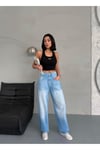 BALOON FİT DİKİŞ DETAYLI BALTA CEPLİ AÇIK İNDİGO JEAN