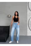 BALOON FİT DİKİŞ DETAYLI BALTA CEPLİ AÇIK İNDİGO JEAN
