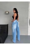 BALOON FİT DİKİŞ DETAYLI BALTA CEPLİ AÇIK İNDİGO JEAN