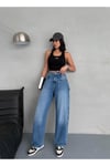 BALOON FİT DİKİŞ DETAYLI BALTA CEPLİ DARK BLUE JEAN