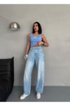BALOON FİT DİKİŞ DETAYLI BALTA CEPLİ FRESH MAVİ JEAN
